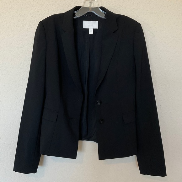 Hugo Boss RARE Jaru Italian Stretch Wool Blazer Black Tailored Tapered EUC US 6 - Picture 7 of 16